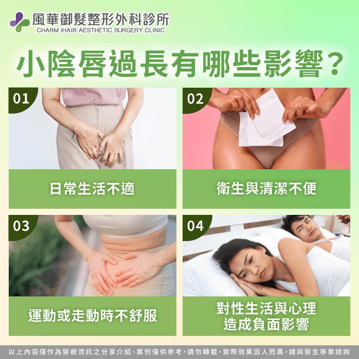 小陰唇過長可能造成日常摩擦不適、清潔困難、運動時疼痛,甚至影響心理與親密關係 小陰唇過長有哪些影響-小陰唇 長