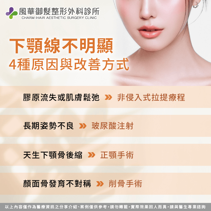 下顎線不好看通常有4種常見原因,一起掌握對應的解決方式 下顎線不明顯4種原因-下顎線不好看